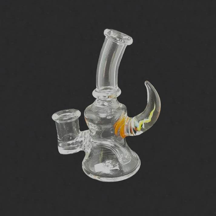 Mini Rig 12cm Pyrex - Transparente con cacho Full Color - Artista Nacional - Seba Glass (SB-R10)