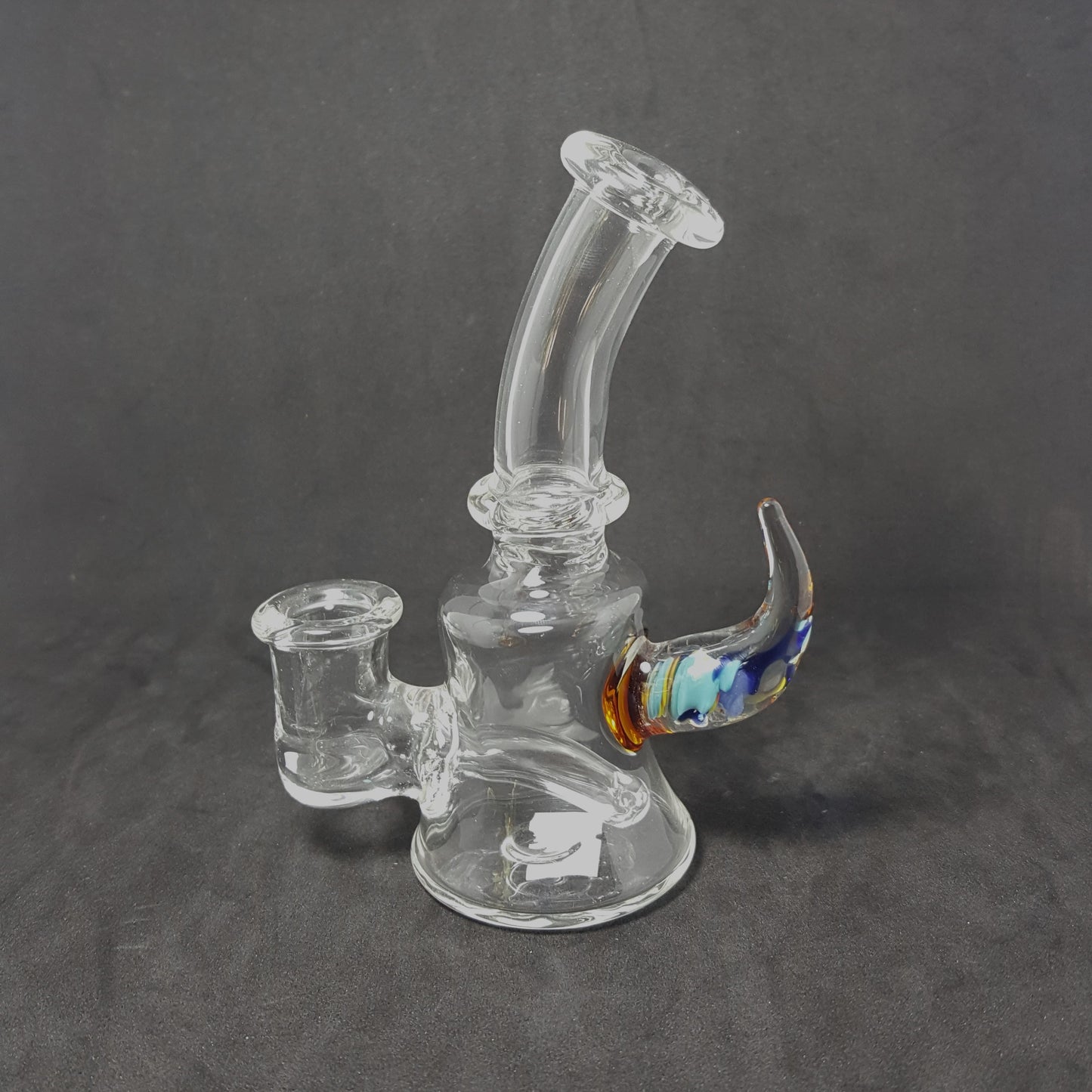 Mini Rig 12cm Pyrex - Transparente con cacho Full Color - Artista Nacional - Seba Glass  (SB-R13)