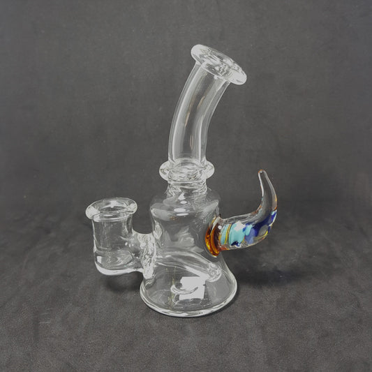 Mini Rig 12cm Pyrex - Transparente con cacho Full Color - Artista Nacional - Seba Glass  (SB-R13)